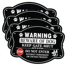 4 Pack Beware of Dog Sign,10x7 inch High Reflective Beware of Dog Signs for