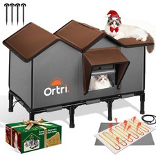 Outdoor Heated Cat House for Outside: Winter Insulated Weatherproof 30" 14" 2...