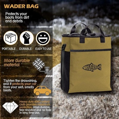 Fishing Hunting Wader Bag with Vented Mesh, Waders Boots Bag, Fly Fishing Storag