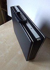 TrueVTG  cooler Hipster Aktenkoffer schmal kleiner 60erJ Koffer Tasche Leder sw