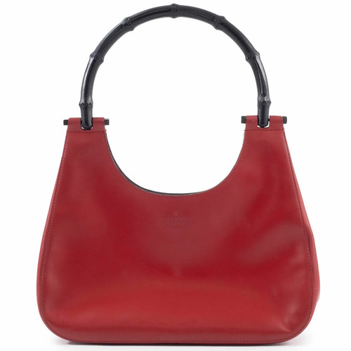 Gucci Bamboo Handbag Leather Red Small