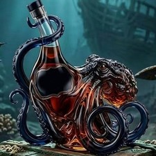 350ml Octopus Shaped Glass Decanter, 3D Sea Glass Liquor Bottle for Whiskey Wine