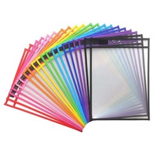 20 Pack Dry Erase Pockets with Rings, 10 x 14 Inch Ticket Holders Clear Plast...