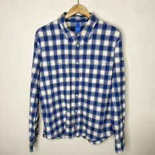 Kit And Ace Blue White Plaid Button Up Shirt Mens XL Collared Casual Preppy READ