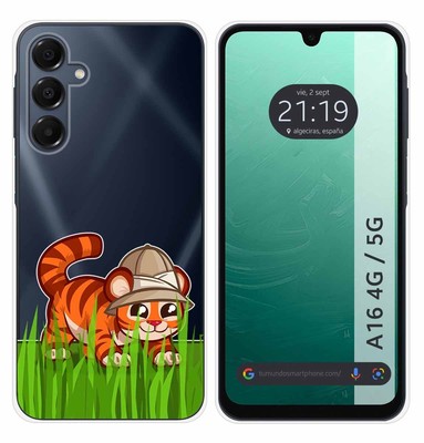 Hülle Silikon Transparent für Samsung Galaxy A16 4G/5G Design Tiger Muster