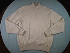FootJoy Lined Wool Quarter Zip Pullover Sweater Beige Mens Large Wind Resistant