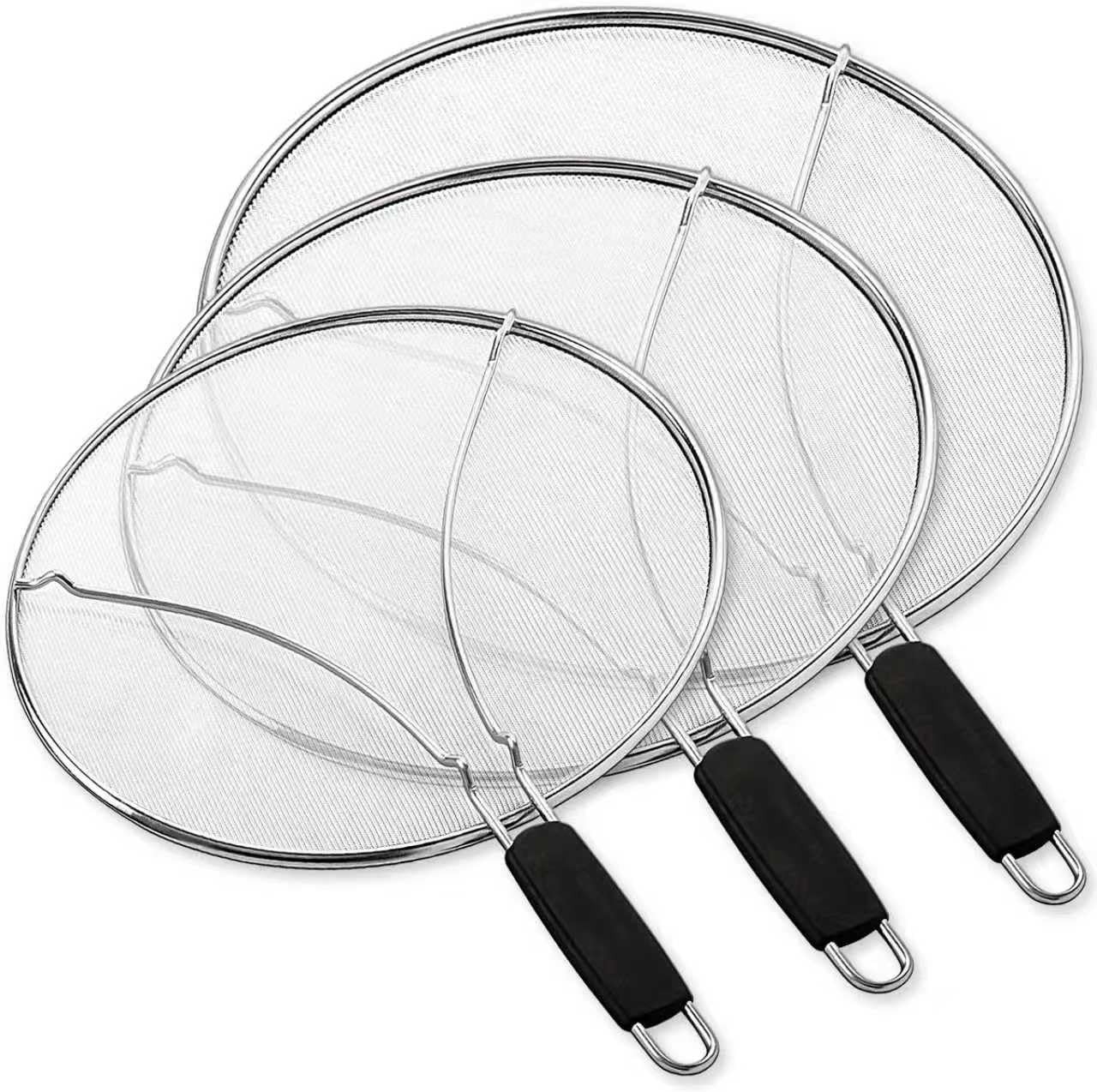 Set of 3 Stainless Steel Splatter Screens Grease Guard for F
