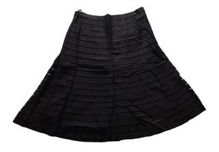 Rena Lange Germany size 8 black tiered knee length A line skirt. textural