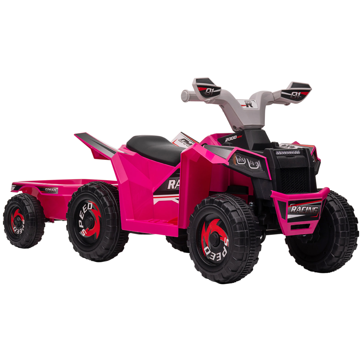 Homcom Pink 6V Electric Quad Bike For Toddlers With Rear Storage Trailer, Durable Wheels, For Ages 18-36 Months, | Aosom Uk - Image 3