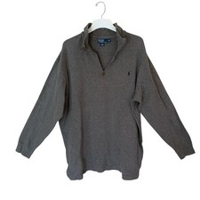 Polo Ralph Lauren Men Sz.2XLT TALL Estate-Rib Quarter-Zip Pullover Gray Sweater
