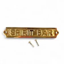 Vintage Brass Spirit Bar Sign 5.5" Plaque for Home Bar or Man Cave