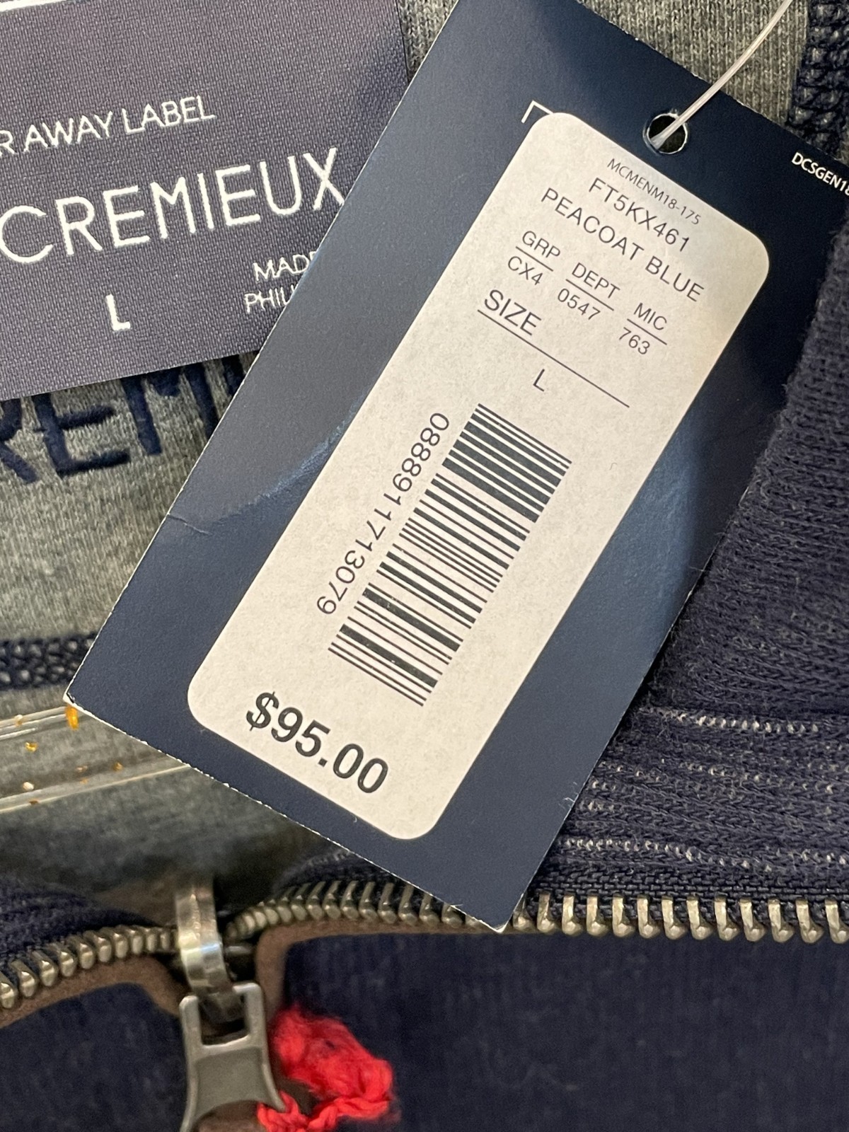 Cremieux Reversible Quarter Zip Jacket Men’s Large Blue Gray Elbow Patches NWT thumbnail 7