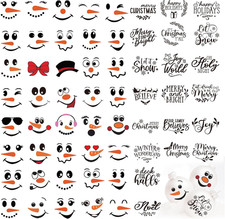80Pcs Snowman Face Stickers for Crafts Christmas Word Sticker Xmas Winter Holida