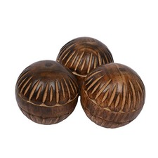 EDHAS Decorative Mango Wood Round Balls Set of 3 for 3 inches, Brown