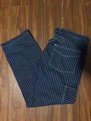 Non Stock Retro 1920s Overall Wabash Stripe Jeans Men Denim Pants Straight - XXL