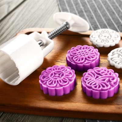 Flowers Shaped Stamps Mid-Autumn Festival Cookie Stamps Cookie Cutter for Baking