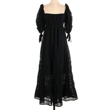 Free People Black Tiered Sweetheart Midi Dress