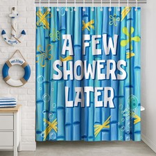 KAIRA Funny Ocean Shower Curtain 72x72 Inch,Cute Bathroom Decor,Sky Blue Fu...
