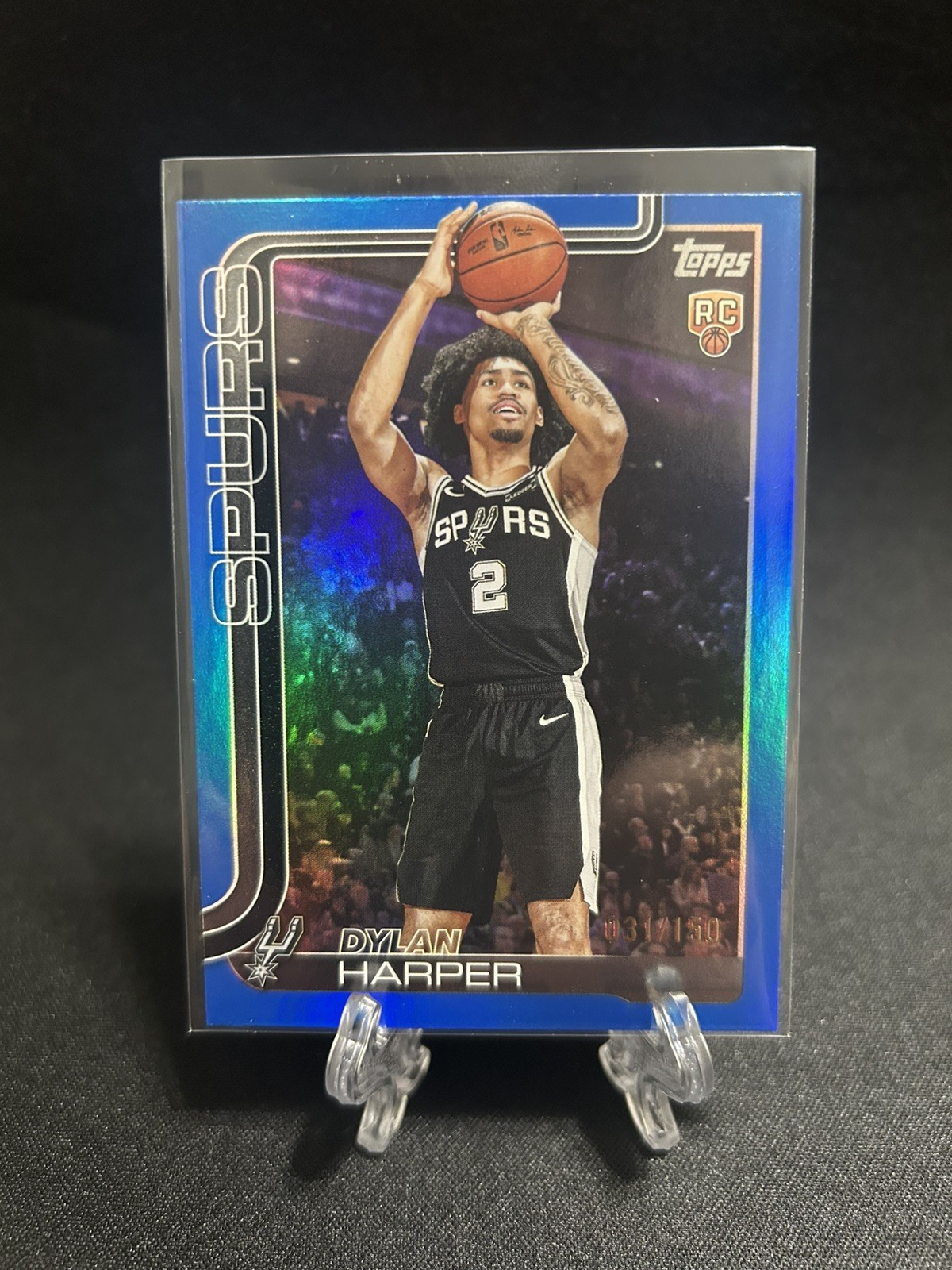 2025-26 TOPPS NBA FLAGSHIP #202 DYLAN HARPER RC BLUE FOIL /150 SAN ANTONIO SPURS