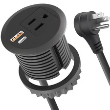 Desktop Power Grommet,2-inch Hole,10ft Cord,20W USB Fast Charging Station,Rou...