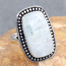 Rainbow Moonstone 925 Silver Plated Ring US 6 Luxury Inspired Design JW