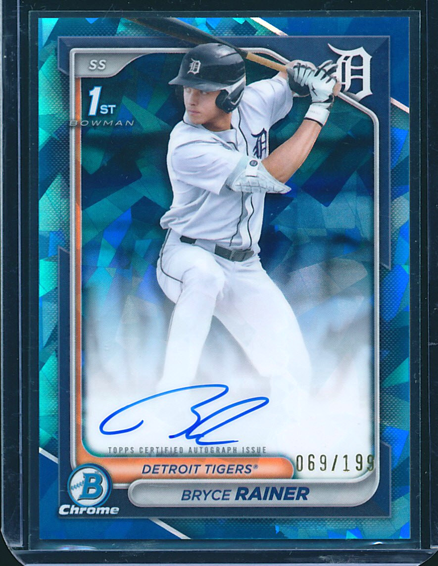 2024 Bowman Chrome Draft Bryce Rainer Sapphire Auto 069/199 - Tigers