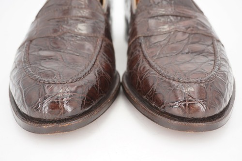 WORN 5x | $1,149 GRAVATI 8 M CROCODILE BROWN PENNY LOAFER MADE IN ITALY - Foto 10 di 11