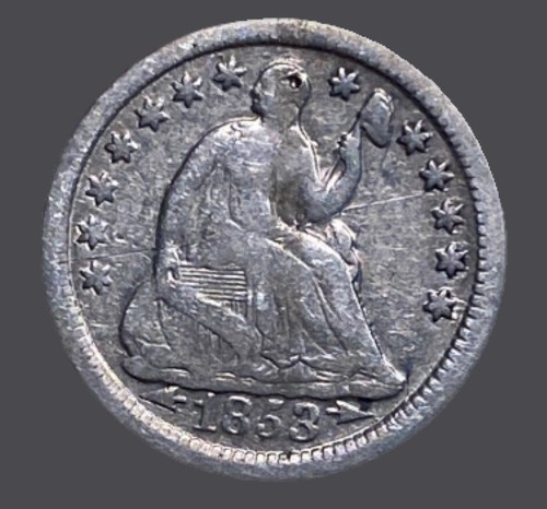 1853 SITZENDE FREIHEIT HALBER GROSCHEN - SS SCHÖNE MÜNZE (FM214) - Bild 2 von 3
