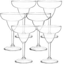 6x Margarita Cocktail Glass Clear Plastic Reusable Home Picnics BBQ Summer Party