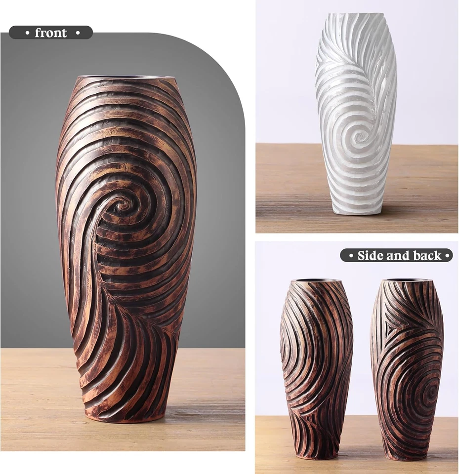 Tall Floor Vase, Brown Vintage Home Decor Vase, 19.7 Inch Resin Vase for Living - Image 4 of 4