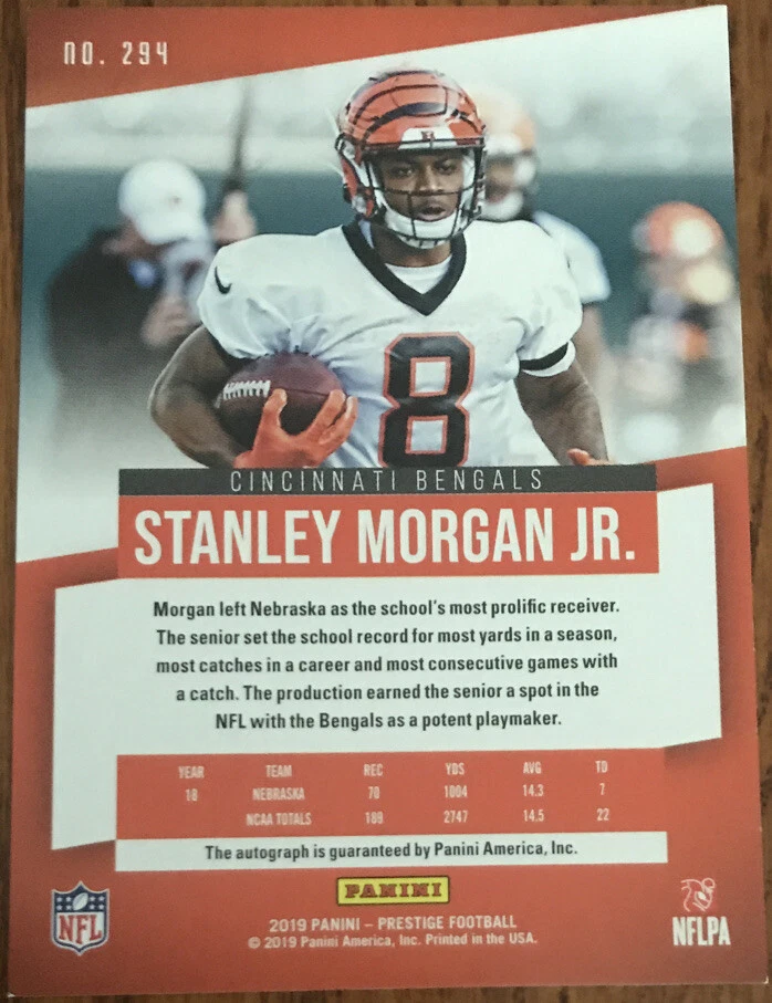 2019 Prestige Xtra Points Signatures Stanley Morgan Jr. #294 Cincinnati Bengals - Image 2 of 2