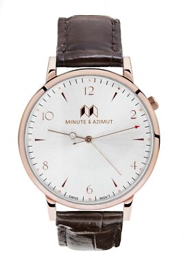 Minute & Azimut Bisham Brown Alligator Leather Copper Watch DBRBIAL38C NEU Boxed