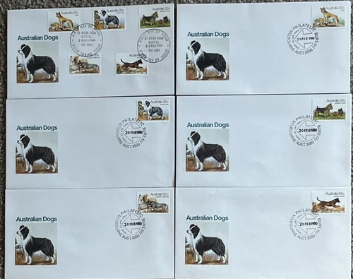1980 AUSTRALIAN DOGS FULL SET DECIMAL STAMP FIRST DAY COVERS #A557