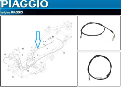 Câble De Frein Original Piaggio 651392 - Compatible MP3 400-500 Et Gilera Fuoco