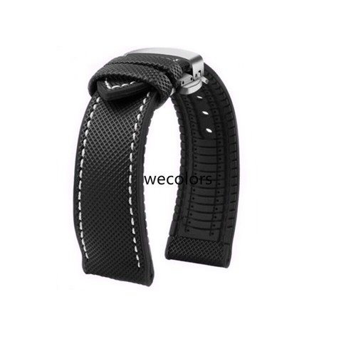 Silikon Kautschuk Nylon Armband Uhrenarmband Strap Faltschließe Schließe 20-24 mm - Bild 9 von 12