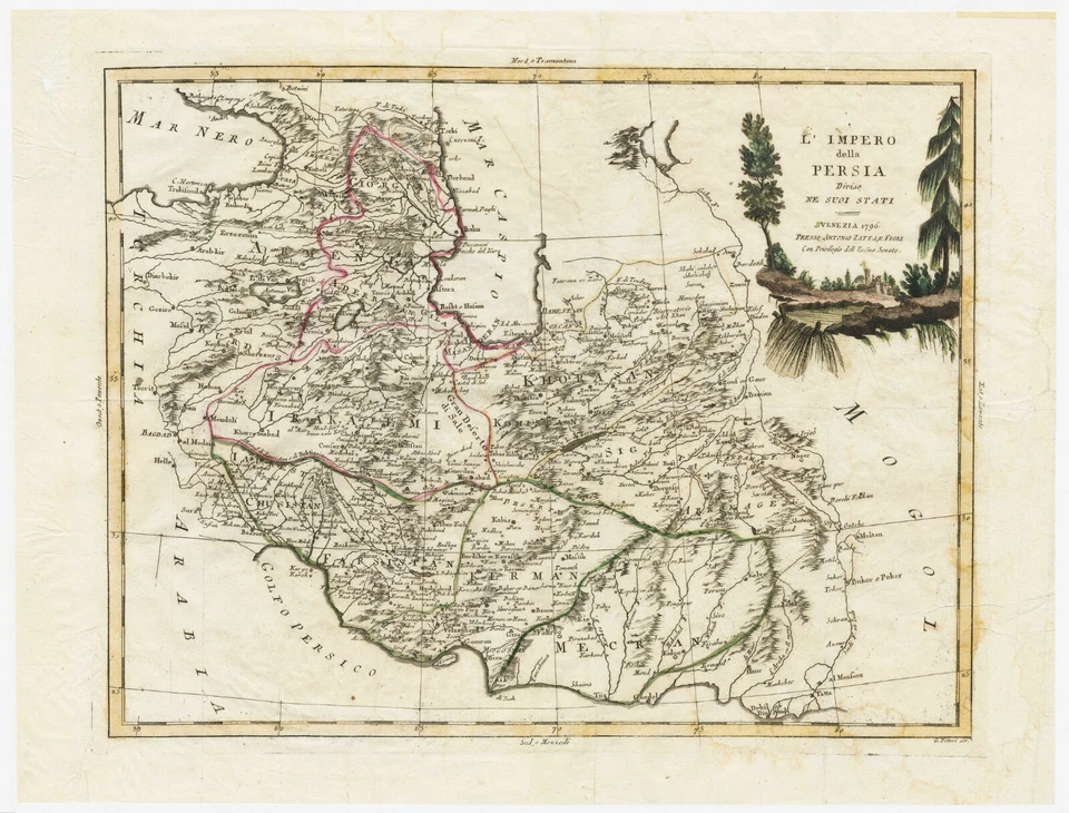 Antique Map "L'Impero della Persia Diviso ne suoi Stati" (Iran) Zatta, 1796 - Image 2 of 4