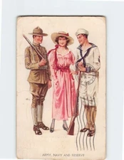 Postcard Army, Navy And Reserve with Lovers Art Print
