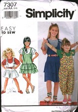 7307 Vintage Simplicity Sewing Pattern Girls Jumpsuit Jumper Top Easy OOP Sew
