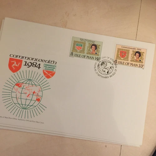 ISLE OF MAN FDC First Day Cover 1984 Commonwealth  Day QUEEN ELIZABETH II   U/A