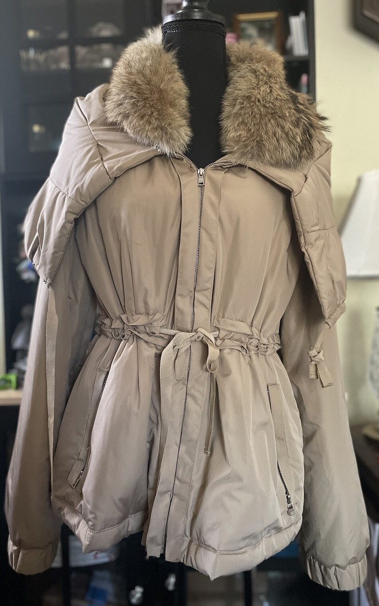 Elie Tahari Woman's Beige Winter Jacket Coat Size Large Detachable