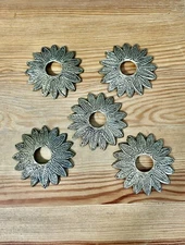 5 Ornate Bronze Bobeche Chandelier Dish Lighting Parts Canopy Veritable  3.5”