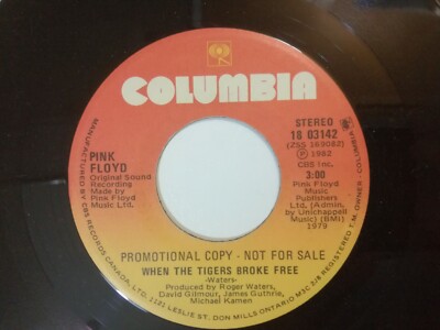 PINK FLOYD WHEN THE TIGERS BROKE FREE 7'' CANADA PROMO RARE SINGLE 45 1982 NM