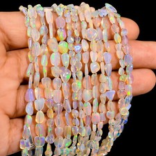 White Ethiopian Opal Gemstone Tumbled Smooth Beads 4X3 8X5 mm Strand 10" GB-724