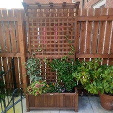Wooden Garden Planter With Trellis Flower Plant Pot Climbing Support Patio Yard