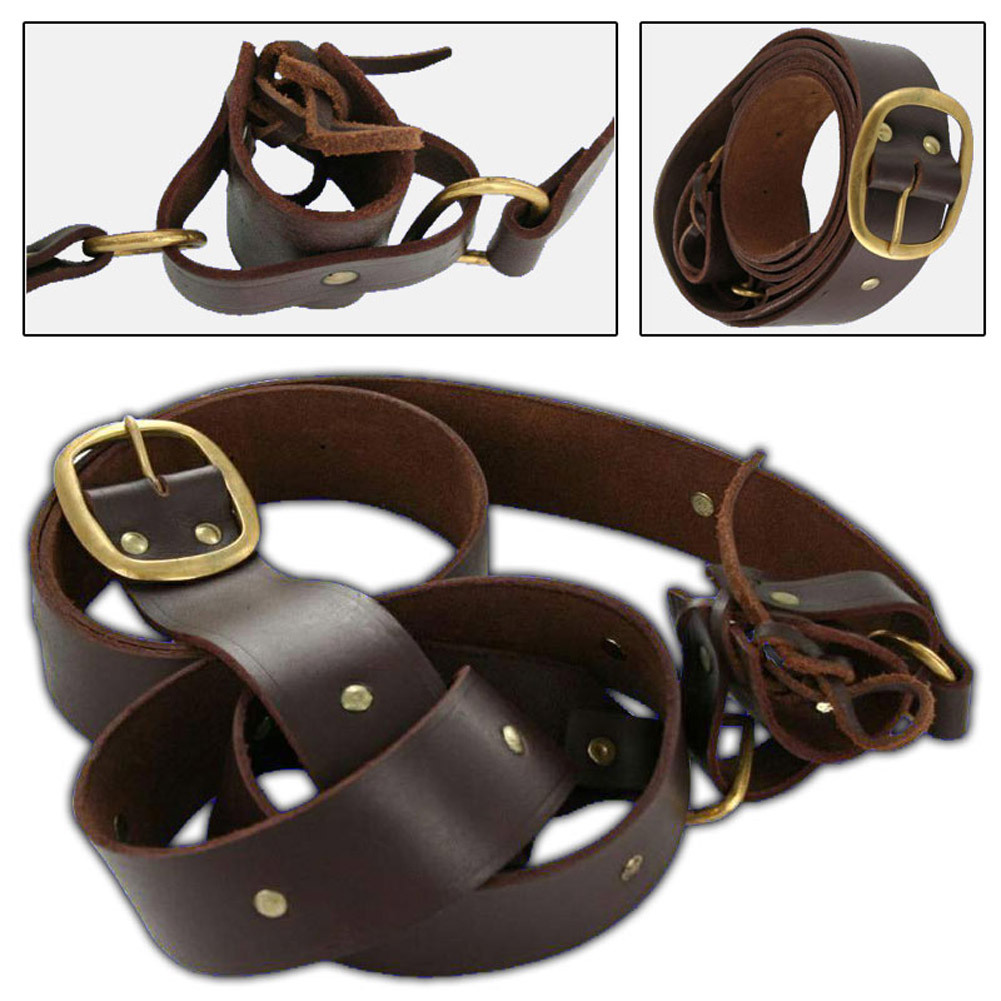Renaissance Medieval Knights Templar Double Sword Belt Adult Leather Frog