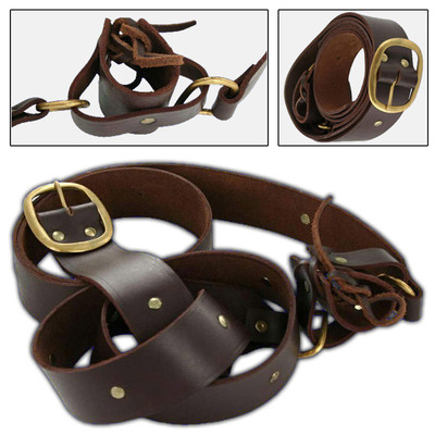 Renaissance Medieval Knights Templar Double Sword Belt Adult Leather Frog