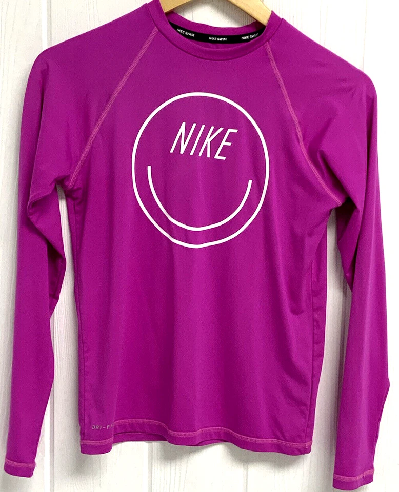Nike Natación Niñas Dri- Fit Fucsia Manga Larga Top Talla XL (13-15) Años Foto 2 de 4