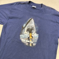 Vintage Deep Blue Sea Shirt Men XL Blue Shark Movie Promo 1999 Graphic All Sport