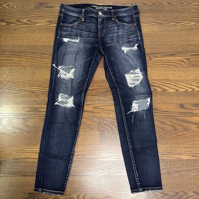 American Eagle Distressed AEO DENIM Super Stretch Super Low Jegging size 12