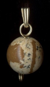 New 14K 1.71 Gram Solid Yellow Gold 10.5mm Bead Ball Brown Stone Pendant Ox